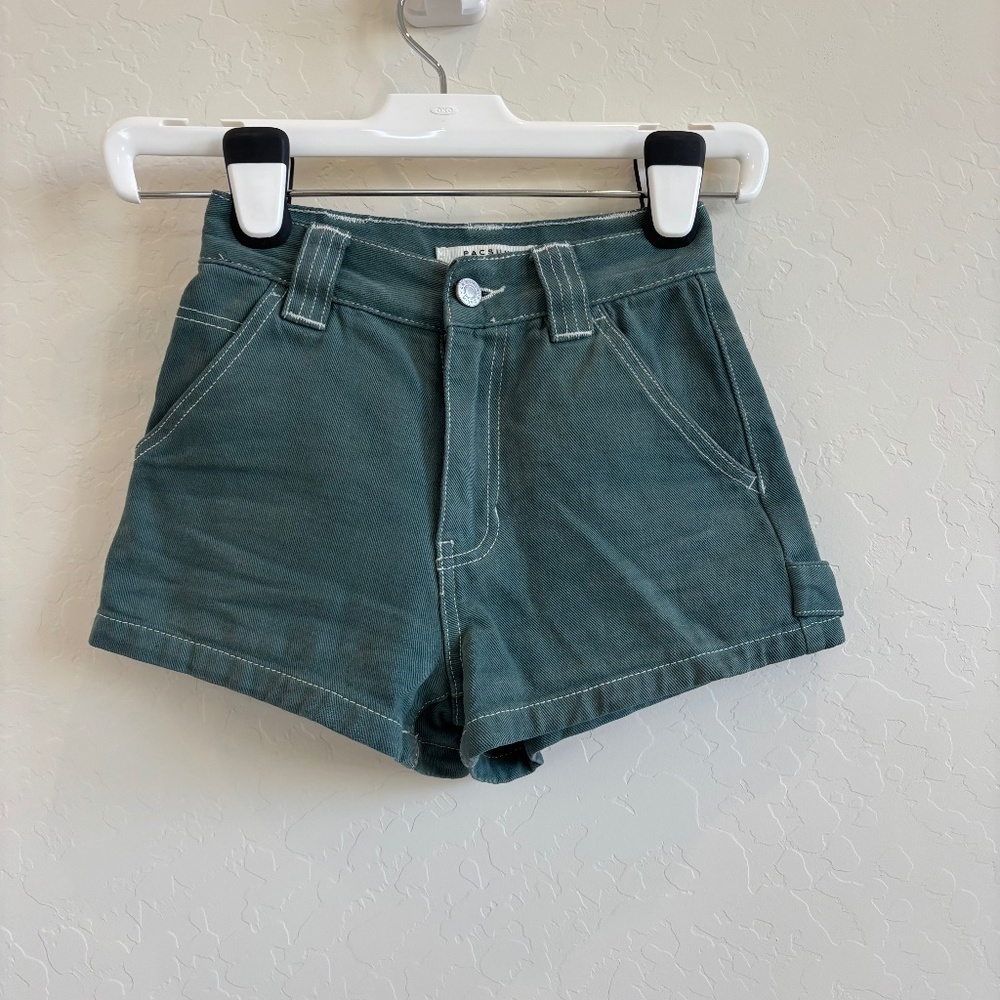 PacSun Girls  carpenter shorts, High Waisted , Green , Size 22